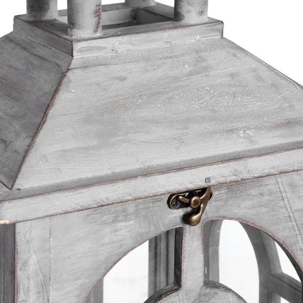 17461-a.jpg Set of Three Wooden Lanterns With Archway Design