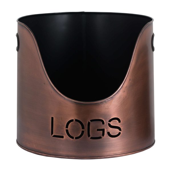 Copper Finish Logs and Kindling Buckets and Matchstick Holder