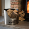 Pewter Finish Log and Kindling Buckets and Matchstick Holder