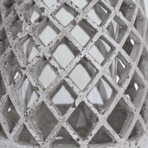 19428-a.jpg Large Conical Ceramic Lattice Hurricane Lantern