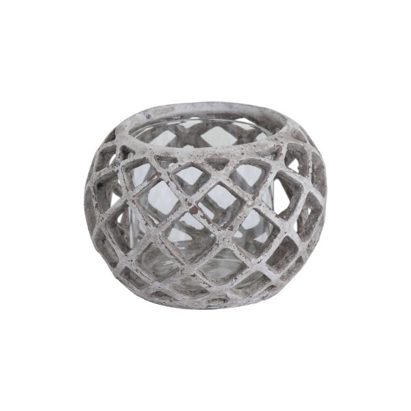 19430.jpg Large Round Ceramic Lattice Hurricane Lantern