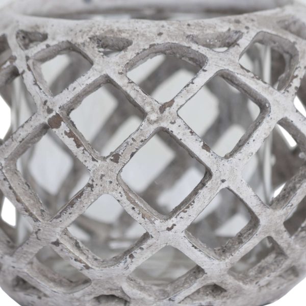 19430-a.jpg Large Round Ceramic Lattice Hurricane Lantern