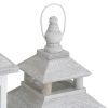 Set of Three White Window Style Lanterns With Open Top
