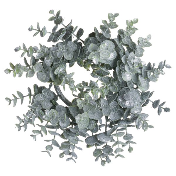 Green Frosted Medium Eucalyptus Candle Wreath