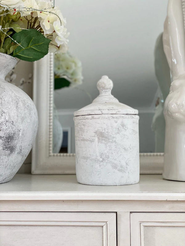 Large Antique White Cannister