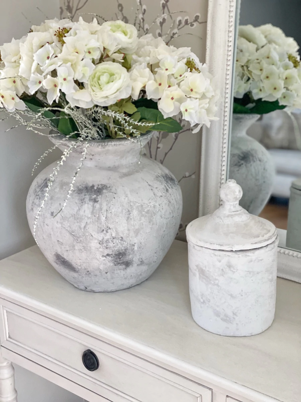 Large Antique White Cannister