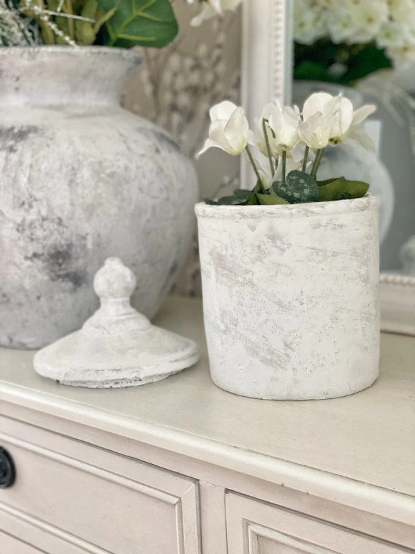 Large Antique White Cannister