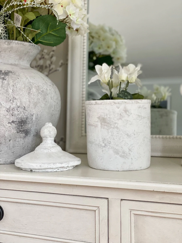 Large Antique White Cannister