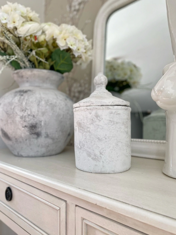 Large Antique White Cannister