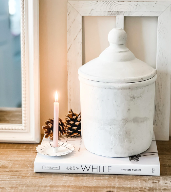 Large Antique White Cannister