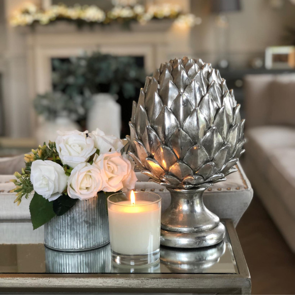 Large Silver Pinecone Finial