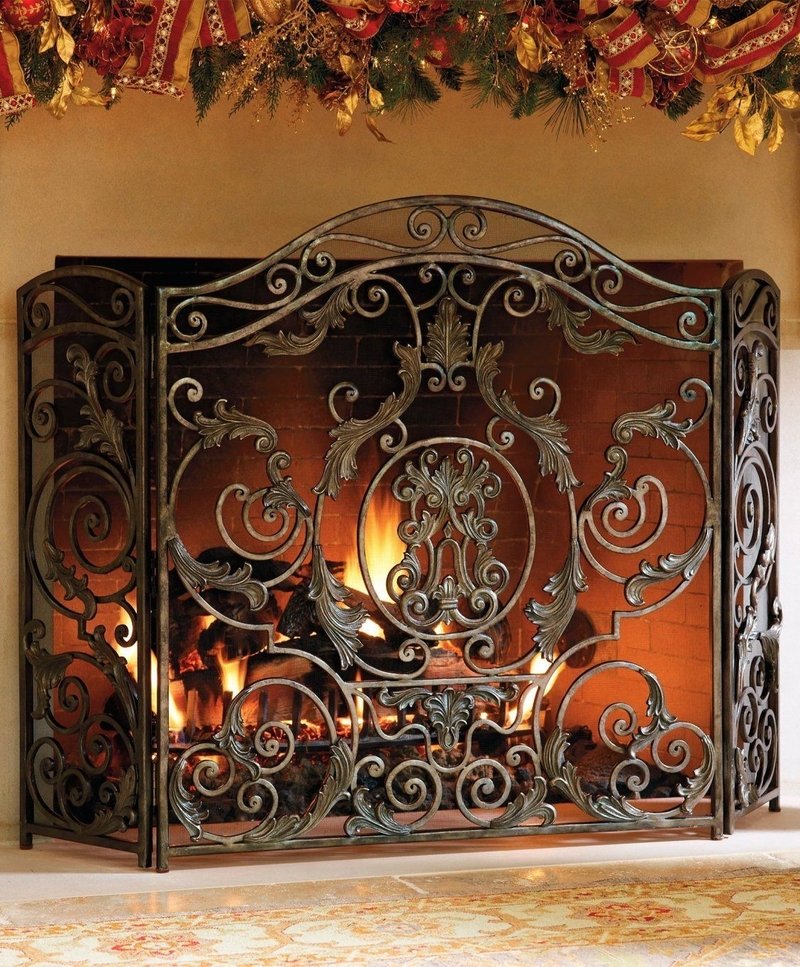 Chrome Topped Three Fold Fire Screen