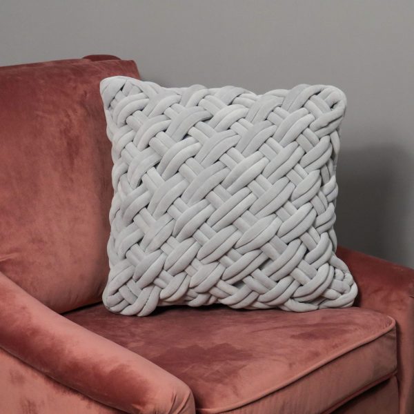 Grey Hand-knotted Velvet Cushion – Feather Filled