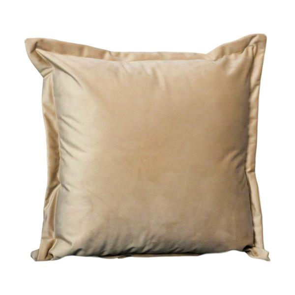 CUS-VELVET-BEIGE-1 Beige Velvet Cushion – Feather Filled