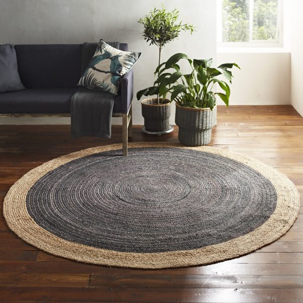 J-ROUND-LGREY_201 Milano Soft Jute Rug With Light Grey Centre