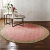 J-ROUND-PPINK_201 Milano Soft Jute Rug With Pale Pink Centre