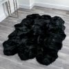 RUG-6PELT-BLK Black Sextuple Sheepskin Rug