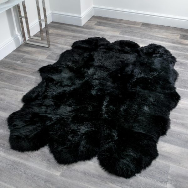 RUG-6PELT-BLK Black Sextuple Sheepskin Rug