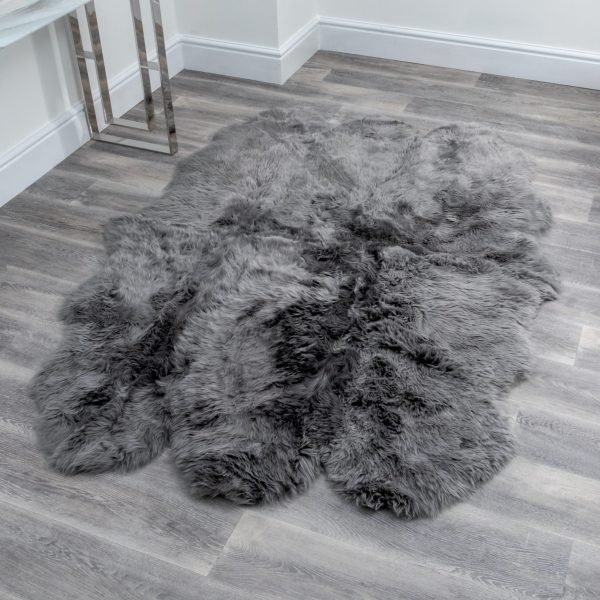 Grey Sextuple Sheepskin Rug