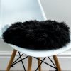 Black Round Sheepskin Chair Pad