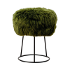 Olive Green Metal Sheepskin Stool