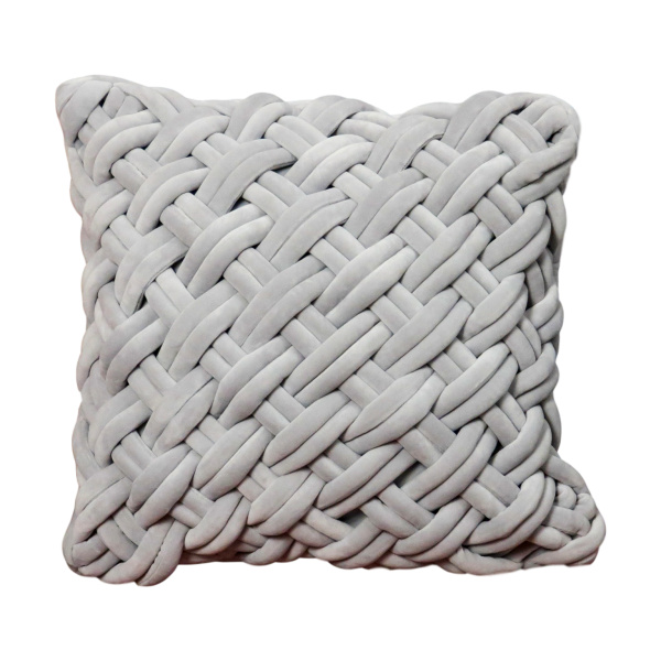 Grey Hand-knotted Velvet Cushion – Feather Filled