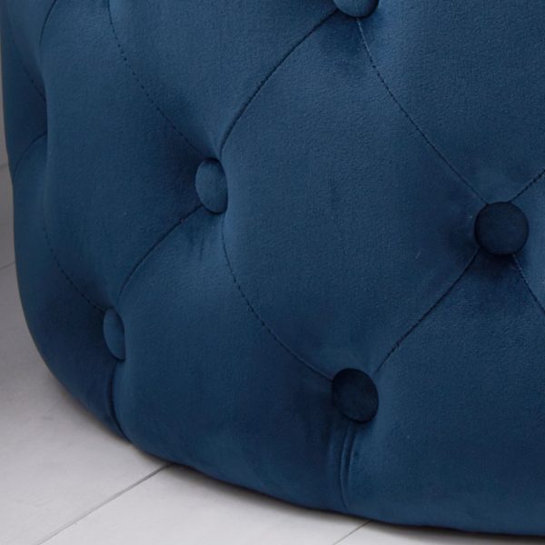eFvUEFgA Blue Mystique Tufted Velvet Pouffe