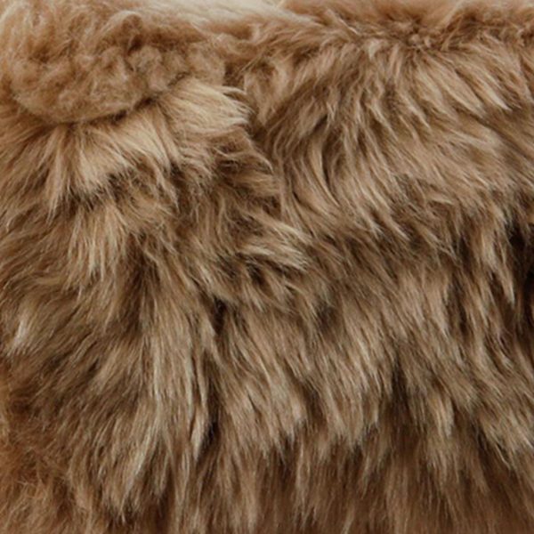 Light Brown Metal Sheepskin Stool