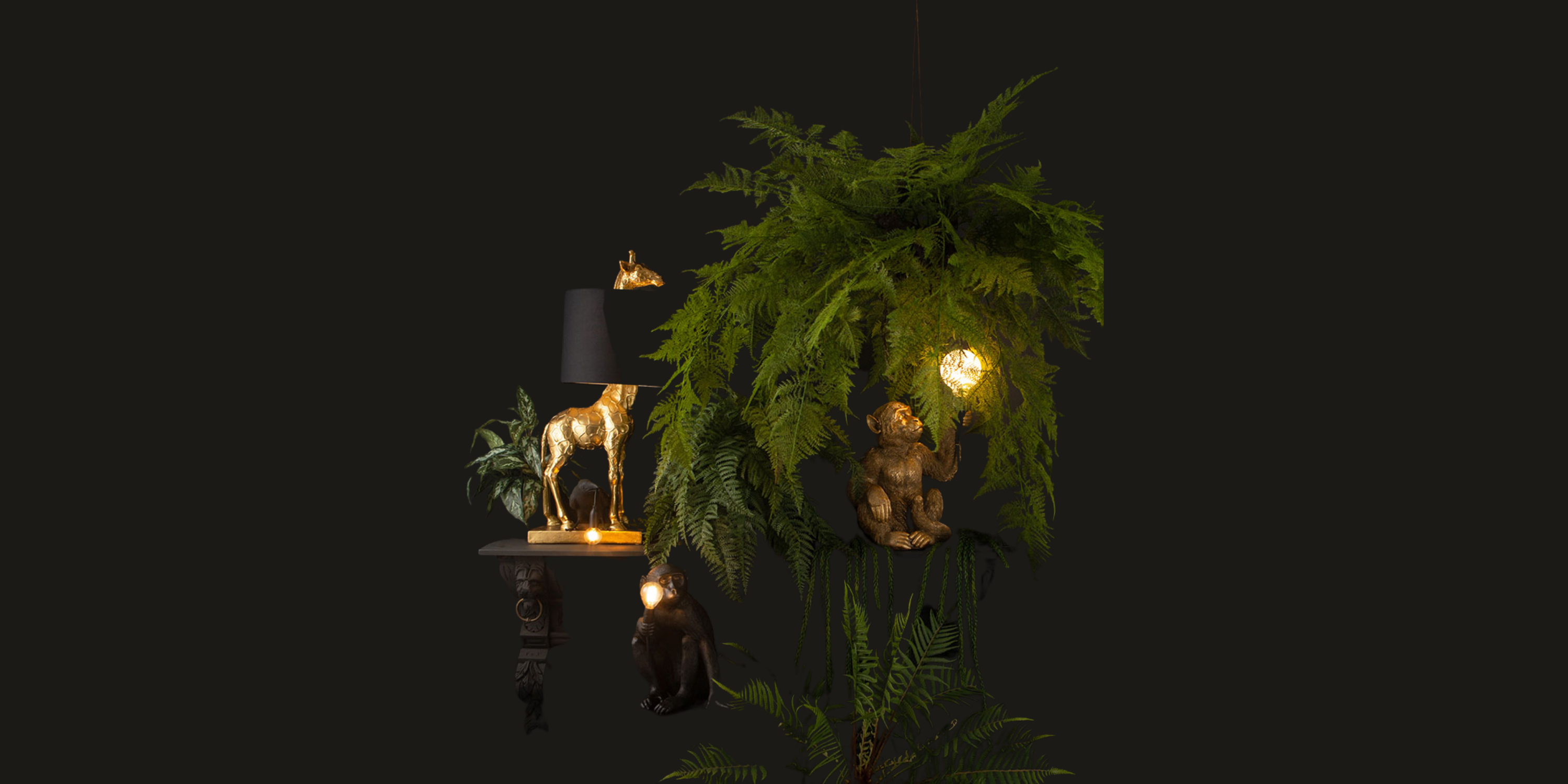 Antique Gold Hare Table Lamp With Green Velvet Shade