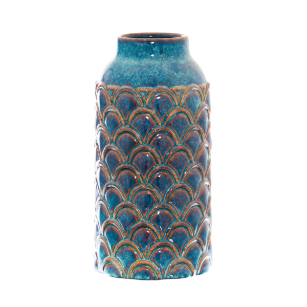 Seville Collection Large Indigo Scalloped Vase