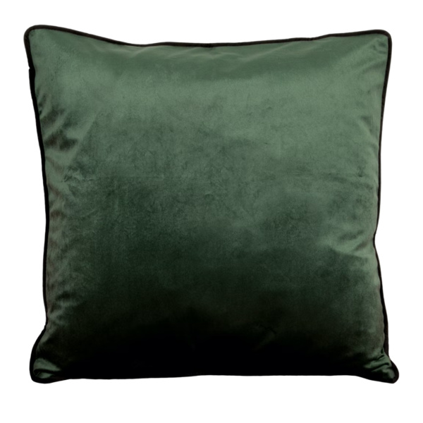 Green Piped Velvet Cushion Cover