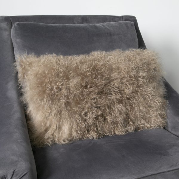 Light Brown Curly Sheepskin Cushion Long