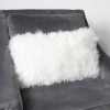 CUS30-CURLY-NAT Natural Curly Sheepskin Cushion Long