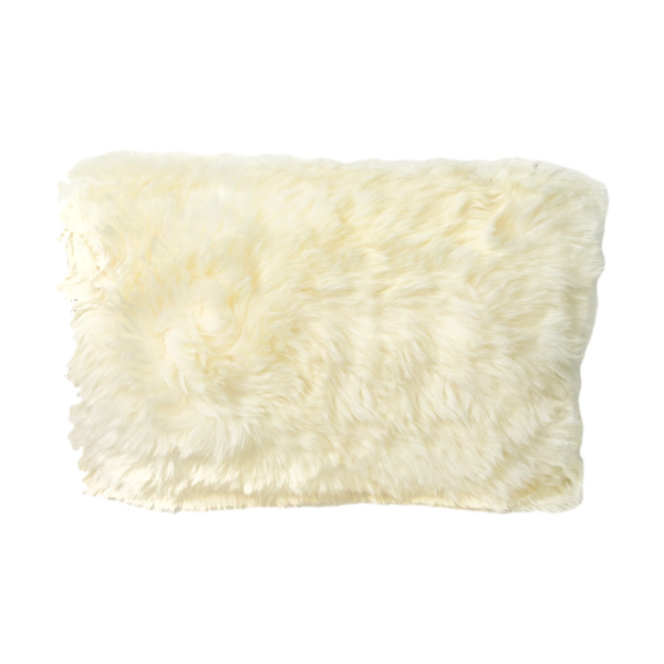 CUS30-SHEEP-NAT-WHITE Natural Long Hair Sheepskin Cushion