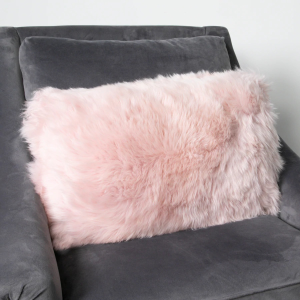 Pink Long Hair Sheepskin Cushion