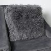 Grey Curly Sheepskin Cushion Square