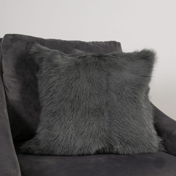 Smoke Grey Goatskin Cushion Square