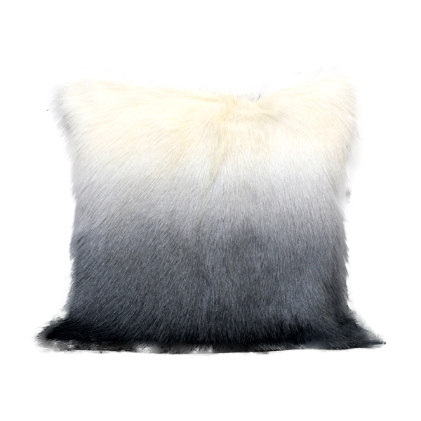 Ivory/Charcoal Goatskin Cushion
