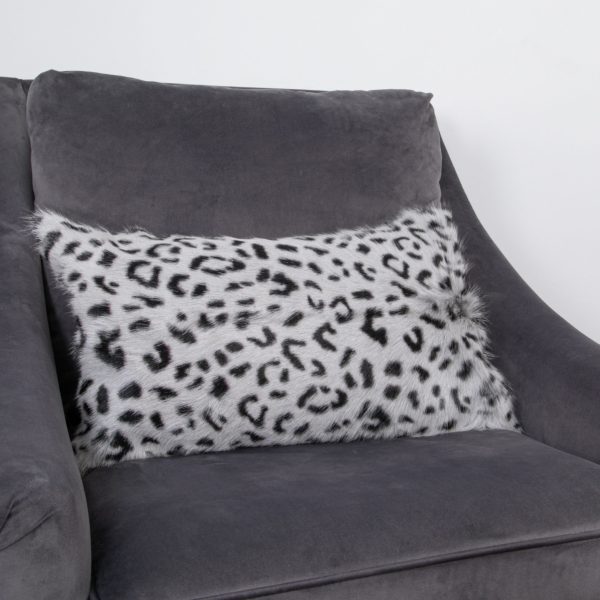 Grey Leopard Goatskin Print Cushion Long