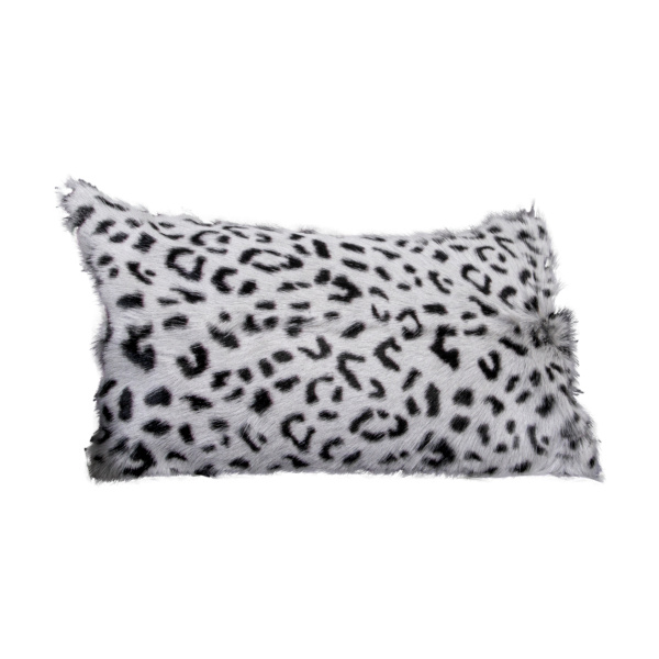 Grey Leopard Goatskin Print Cushion Long