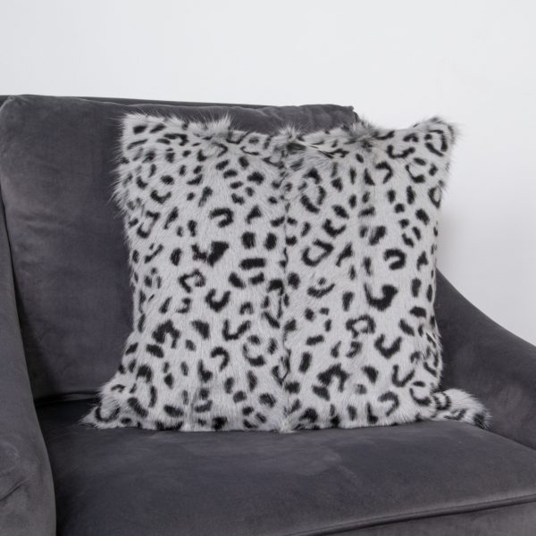 Grey Leopard Goatskin Print Cushion Square