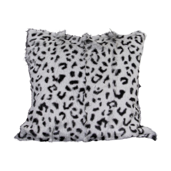 Grey Leopard Goatskin Print Cushion Square