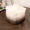 GOPOUF-BRN Ivory/Brown Goatskin Ombre Pouf