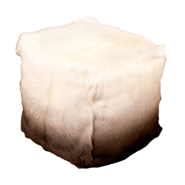 GOPOUF-BRN_clipped_rev_1 Ivory/Brown Goatskin Ombre Pouf