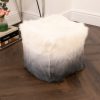 Ivory/Charcoal Goatskin Ombre Pouf