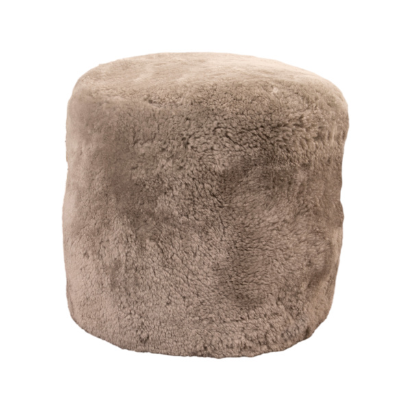 Grey Short Pile Sheepskin Pouf
