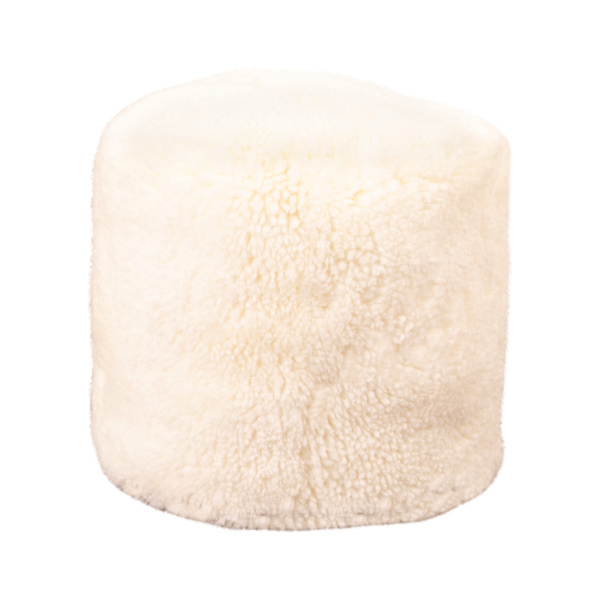 White/Ivory Short Pile Sheepskin Pouf