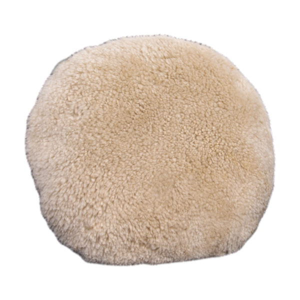Beige Short Pile Sheepskin Cushion Round