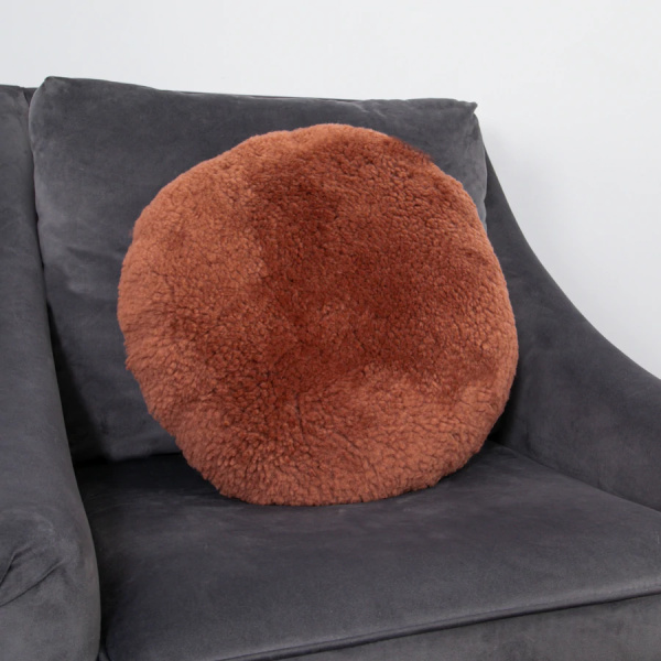 Coral Short Pile Sheepskin Cushion Round