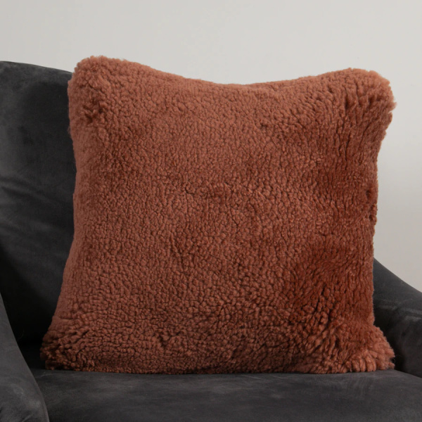 Coral Short Pile Sheepskin Cushion Square